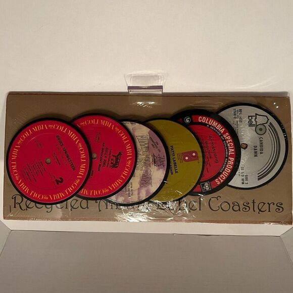 Recycled Album Label Coasters Set of 6 *NEW* - Picture 6 of 6